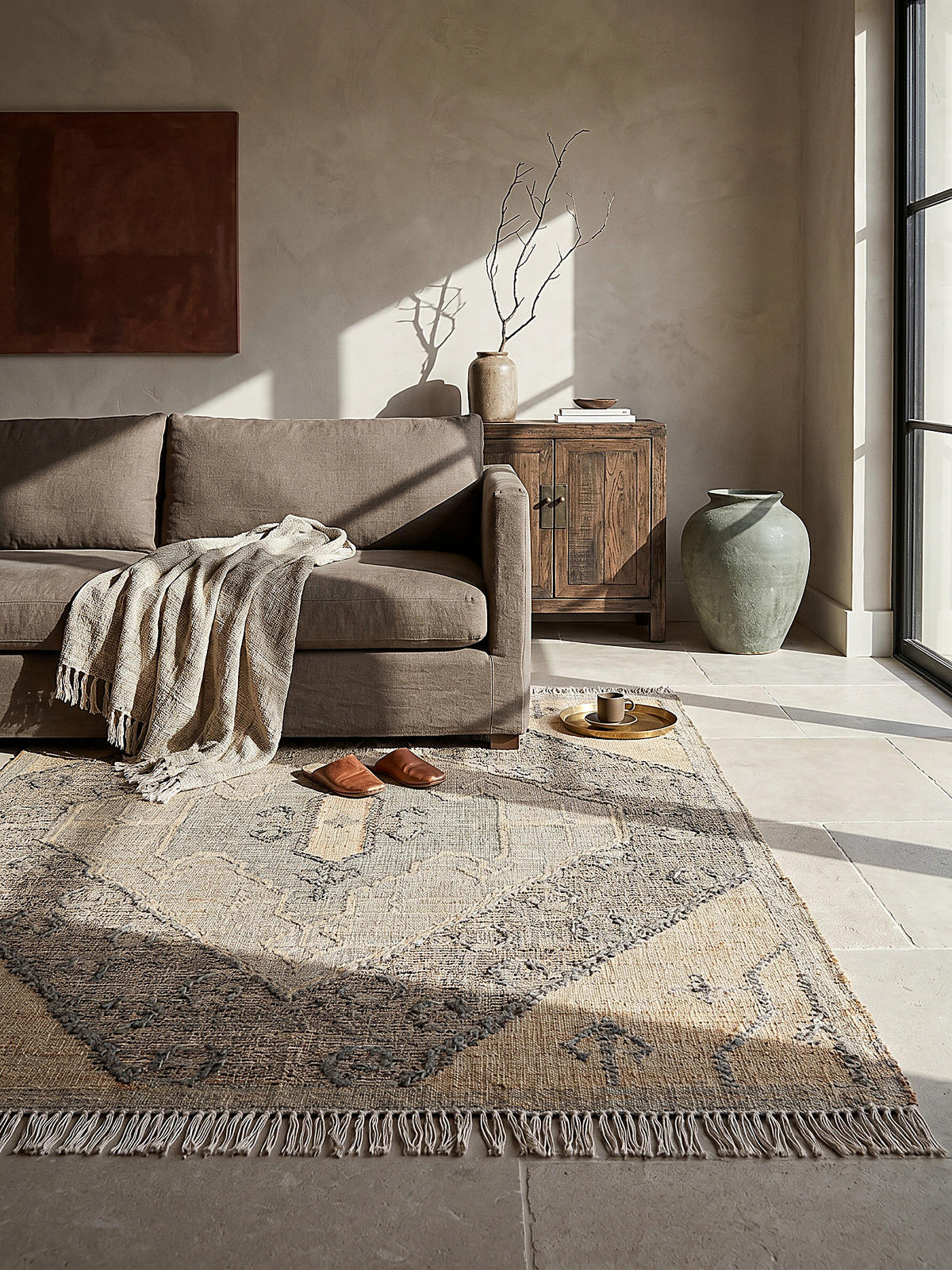 NATURTEPPICH handgewebt BERMEO, im Vintage-Stil, Natur, 160 x 230 cm - Beige, Textil (160/230cm) - KADIMA DESIGN