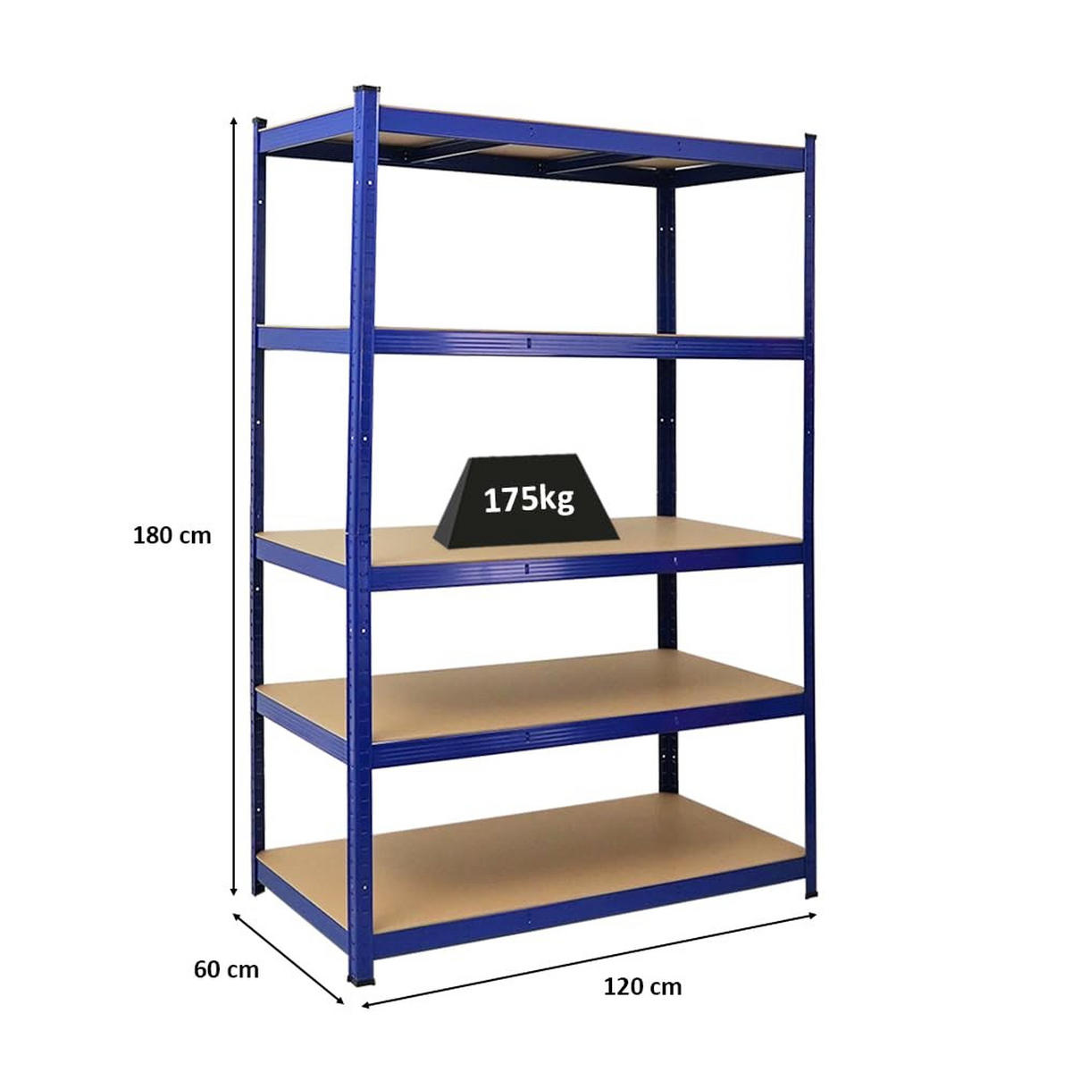 SCHWERLASTREGAL Taurus 180x120x60 cm Fachlast 175 kg Blau - Blau, Metall (120/180/60cm) - PROREGAL
