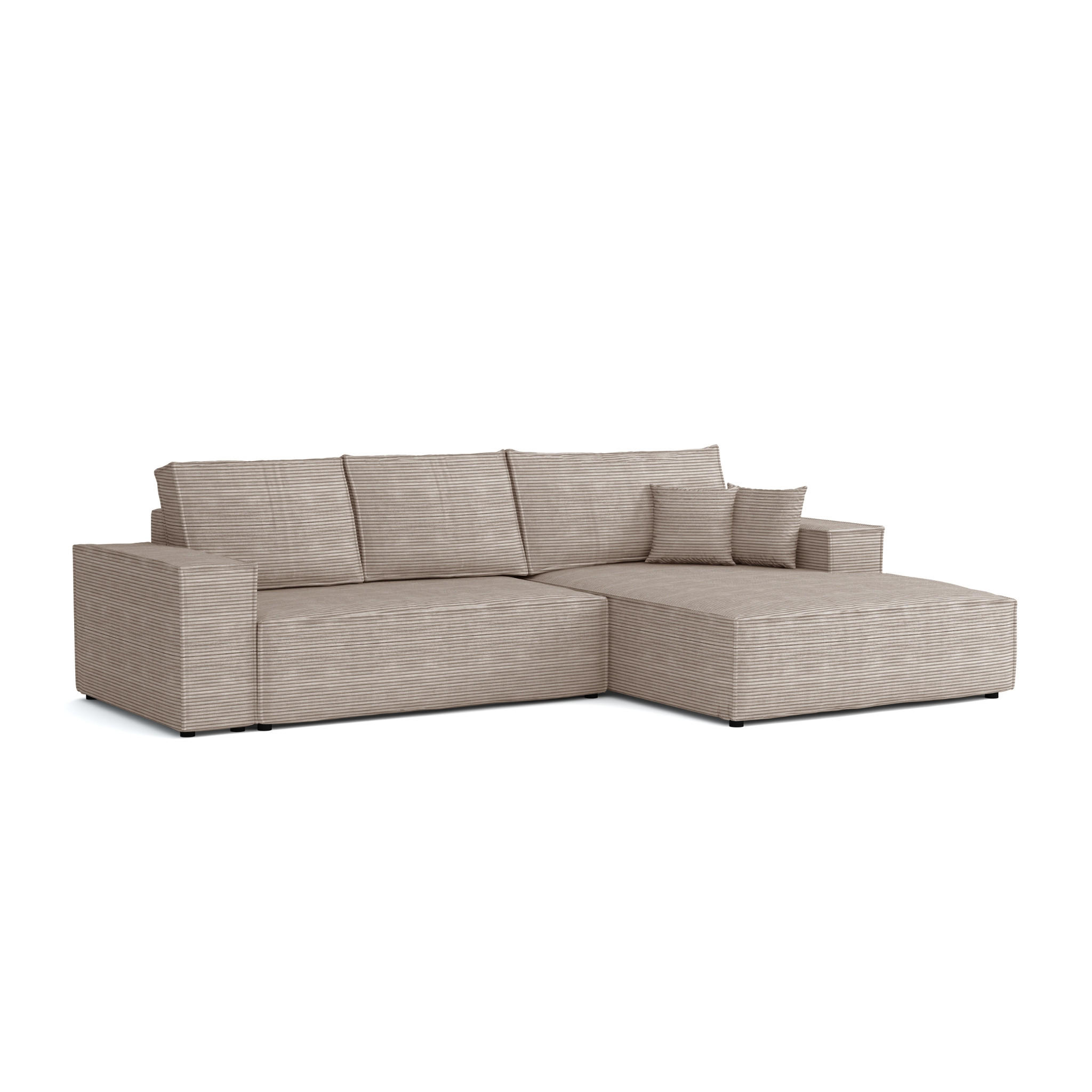 ECKSOFA MARCO 294/185 in Cord Beige mit Schlaffunktion rechts - Beige, Holz/Holzwerkstoff (294/185cm) - Deine Möbel 24