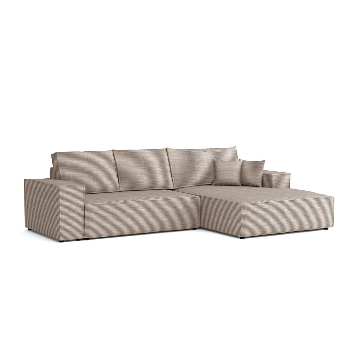 ECKSOFA MARCO 294/185 in Cord Beige mit Schlaffunktion rechts - Beige, Holz/Holzwerkstoff (294/185cm) - Deine Möbel 24