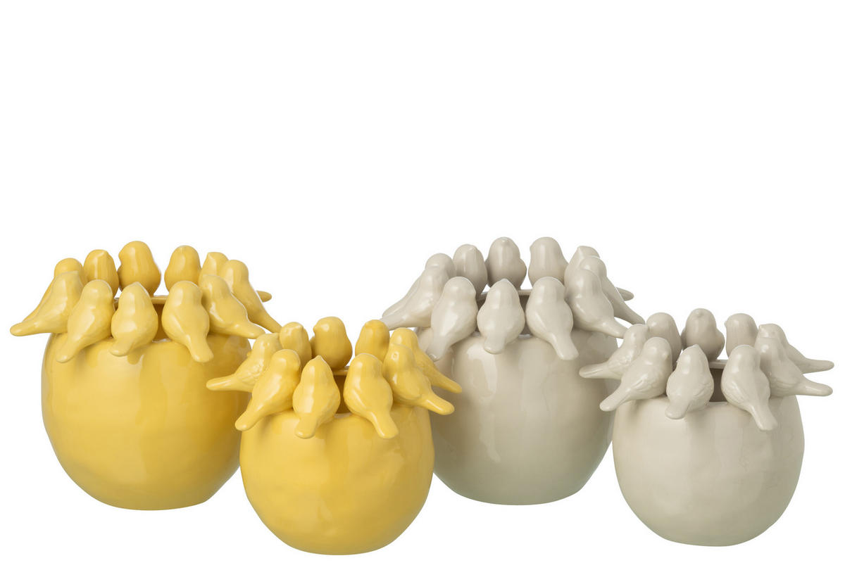 VASE VÖGEL Gelb - Gelb, Keramik (19cm) - J-Line
