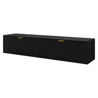 TV-LOWBOARD Senna 175 - Goldfarben/Schwarz, Holzwerkstoff/Metall (175/35/33cm) - MIRJAN24