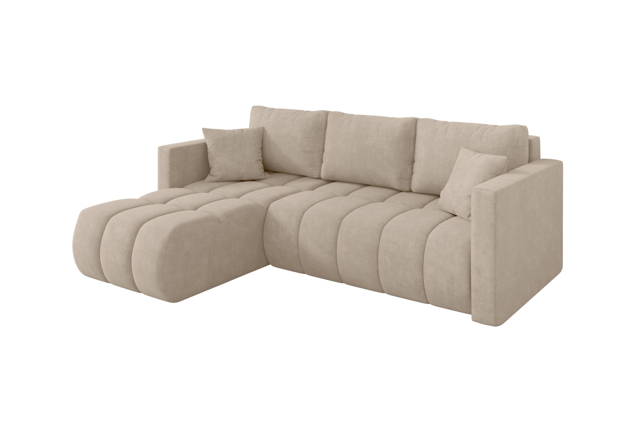 ROHOVÁ SEDAČKA s funkcí spaní, otoman vlevo GARD-L 226x146x85 béžová velur - černá/Sahara, kompozitní dřevo/textil (226/146cm) - ALTDECOR