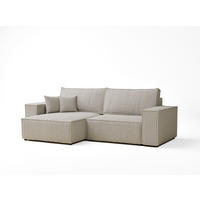 ECKSOFA MIT SCHLAFFUNKTION Zaya Beige Webstoff - Schwarz/Grau, Holz/Holzwerkstoff (255/148cm) - Maison de Reve
