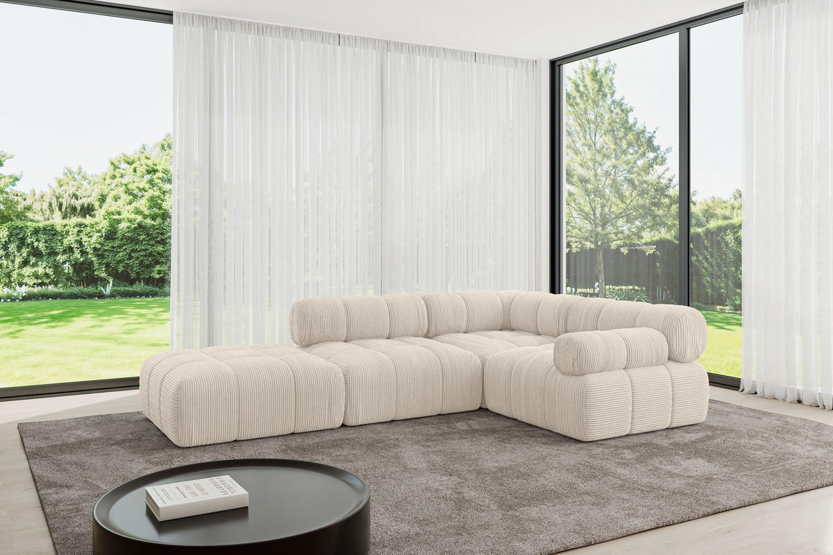 ECKSOFA modulares Sofa Felto-L1 - 285x190x70 cm Beige Cord - Beige, Holzwerkstoff/Textil (285/190cm) - ALTDECOR