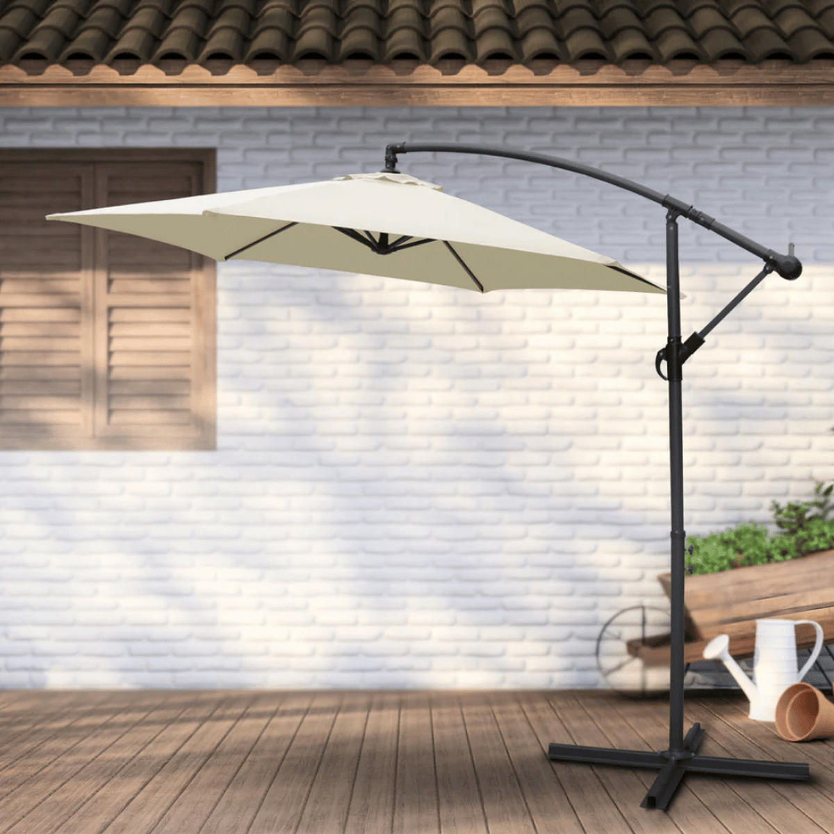 AMPELSCHIRM 270cm Wetterfest EMCO Sonnenschirm Creme - Creme, Kunststoff (270/270cm) - DELUKE