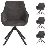 DININGSESSEL San Carlo - 4er Set - drehbar - dunkelgrau - Dunkelgrau/Hellgrau, Textil/Metall (57/87/68cm) - bene living