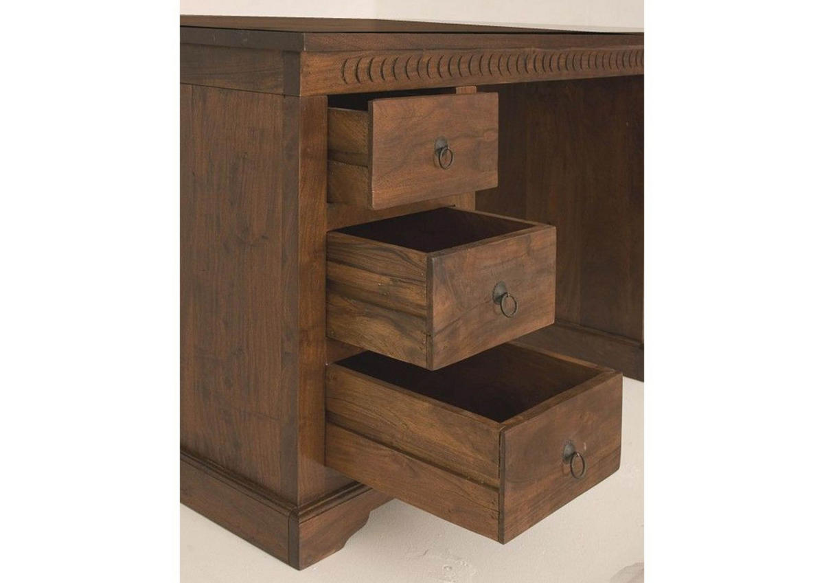 SCHREIBTISCH Akazie 150x85x76 nougat lackiert OXFORD #420 - Dunkelbraun, Holz (85/150/76cm) - Massivmoebel24