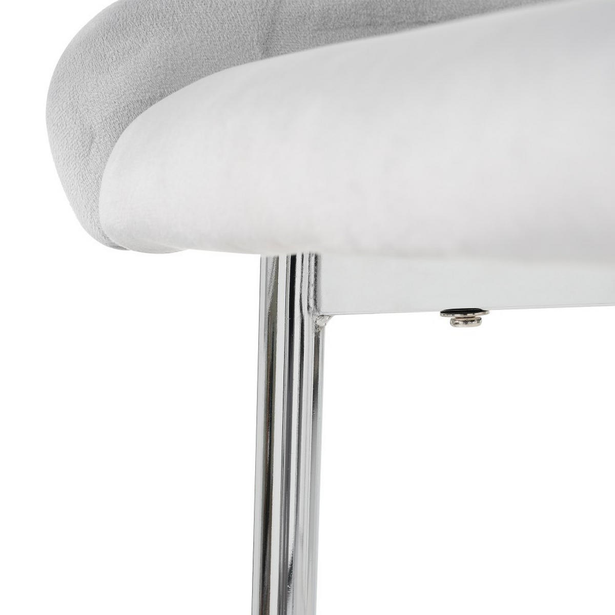 STUHL SET 2 Stück in Grau Samt mit Silberne Metallstützbeinen - Grau, Textil (58/85/47cm) - KOMHTOM