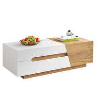 COUCHTISCH 120/50/37.5 cm in Weiß/Holzoptik aus MDF mit Schiebefunktion - Naturfarben, Holzwerkstoff (120/50/37.5cm) - OKMYHOME