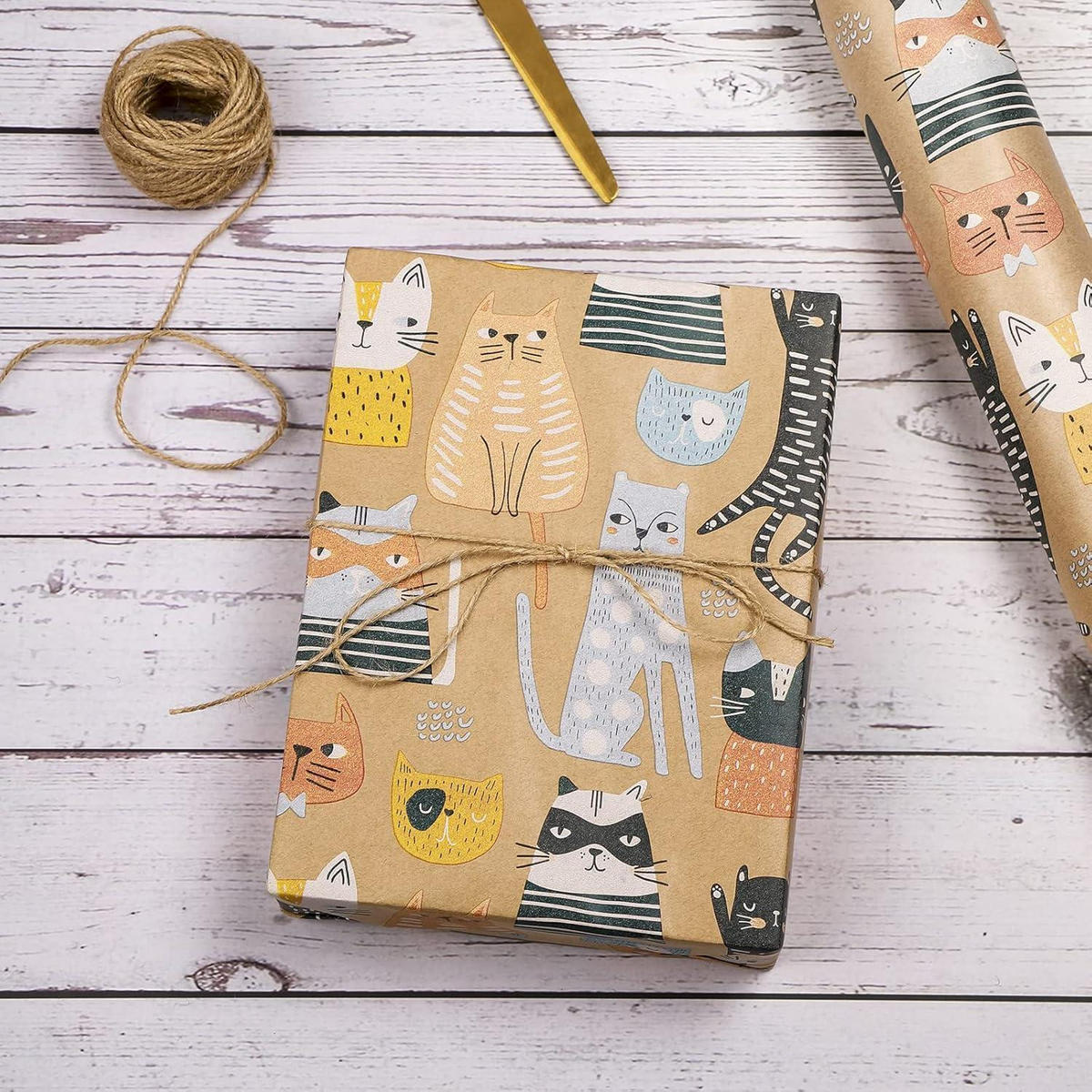 GESCHENKPAPIERROLLE Katzendesign 43 cm x 10 m - Multicolor, Papier (4/44/4cm)