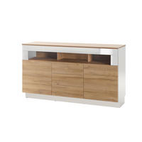 SIDEBOARD M14 Weiß Hochglanz & Grandson Oak hell 149/85/43 cm mittel - Eichefarben/Weiß Hochglanz, Holzwerkstoff (149/85/43cm) - Livojo