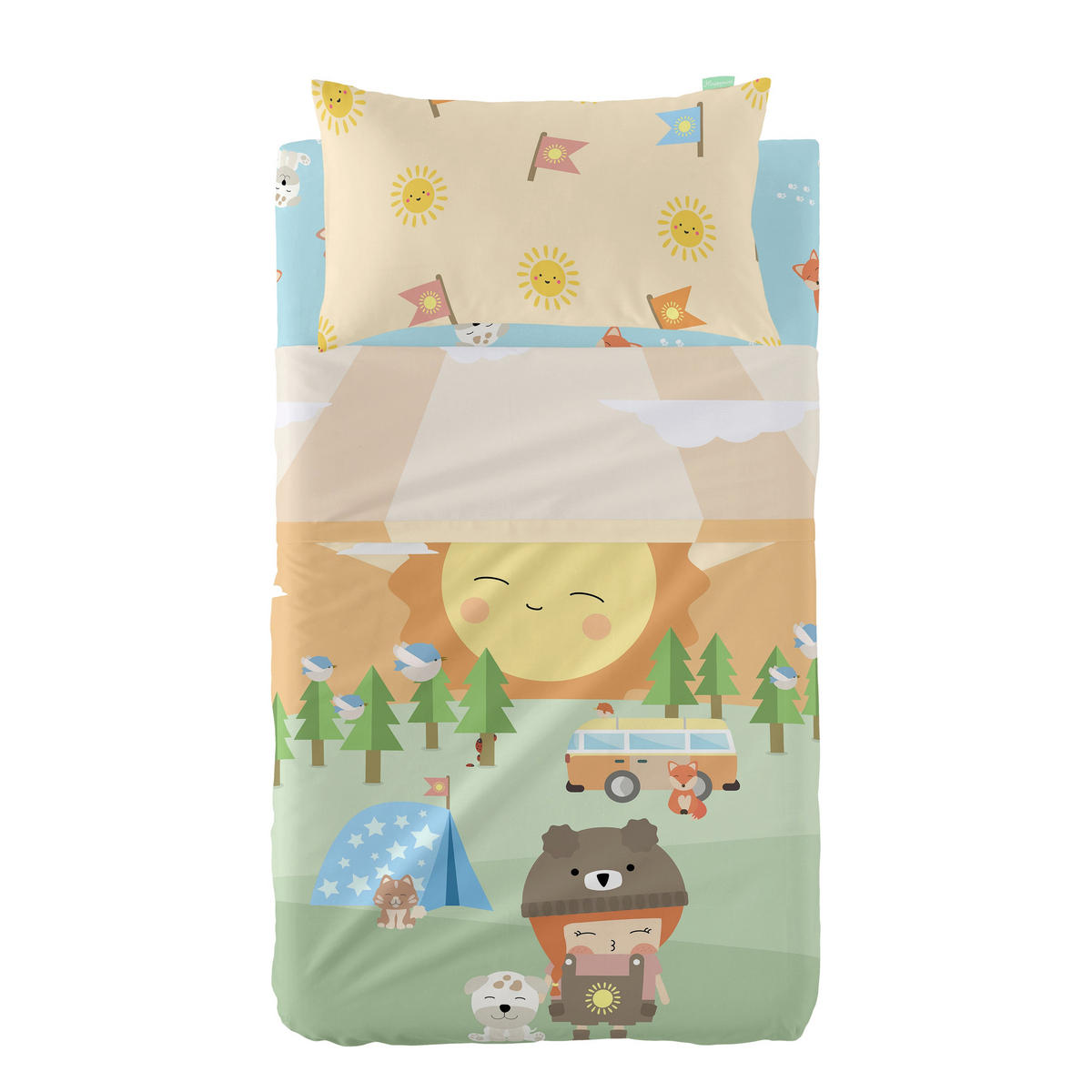 BETTWÄSCHE 2er-Set teiliges camping 120x180 cm (kinderbett) mehrfarbig - Multicolor, Textil (120/180cm) - Happy Friday