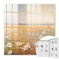 SCHLÜSSELBOX Weiß 30x30 cm – Türöffnung nach rechts - Blumenwiese - Orange, Metall (30/30/5cm) - TULUP