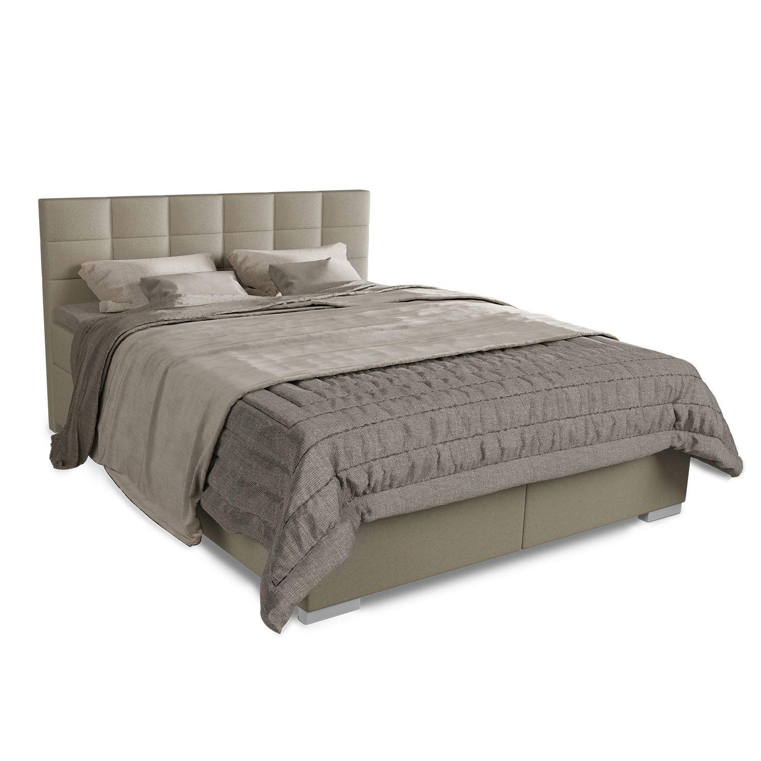 BOXBETT Seattle beige 180x200 cm Malmo-Stoff - Beige, Textil (180/200cm) - Juskys