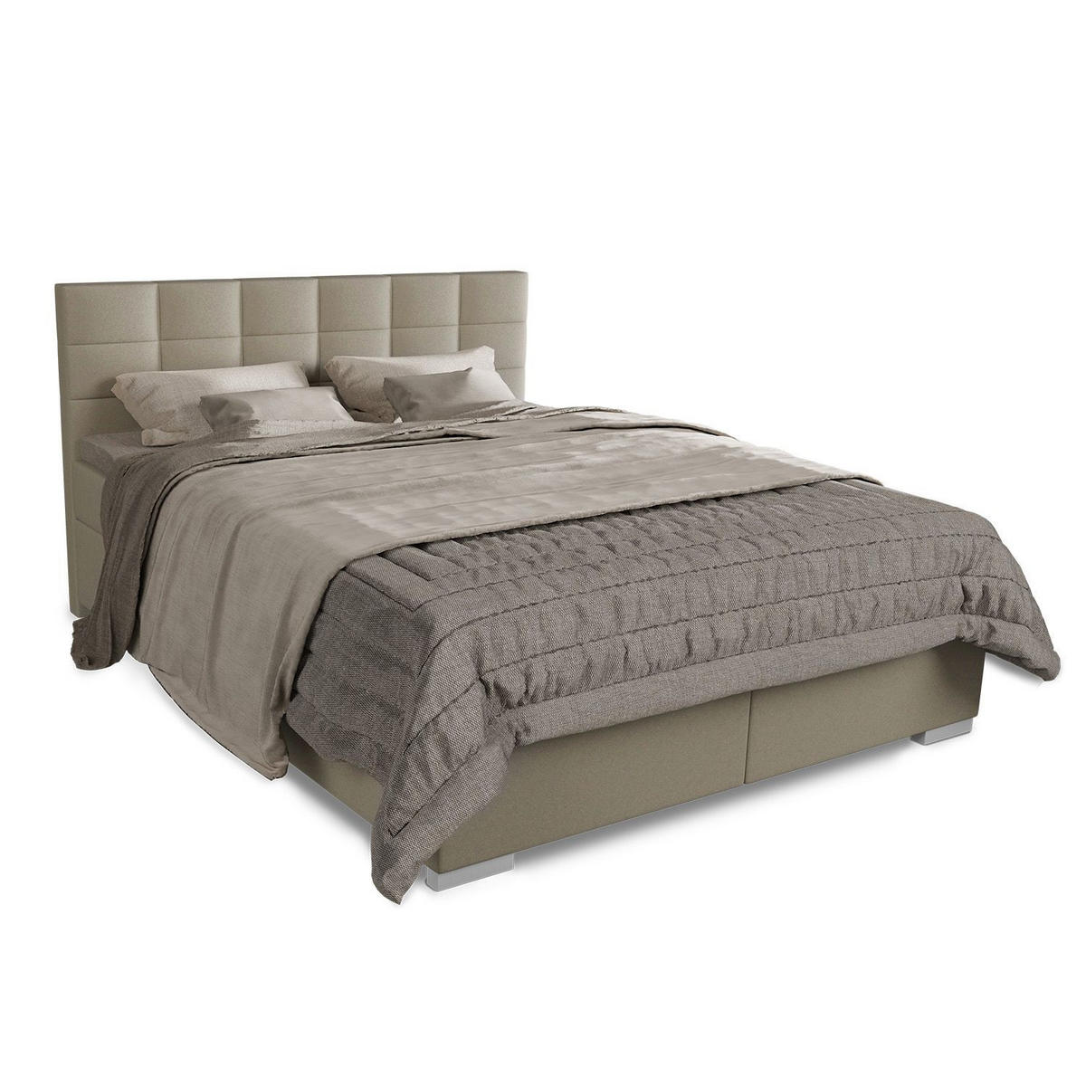 BOXBETT Seattle beige 180x200 cm Malmo-Stoff - Beige, Textil (180/200cm) - Juskys