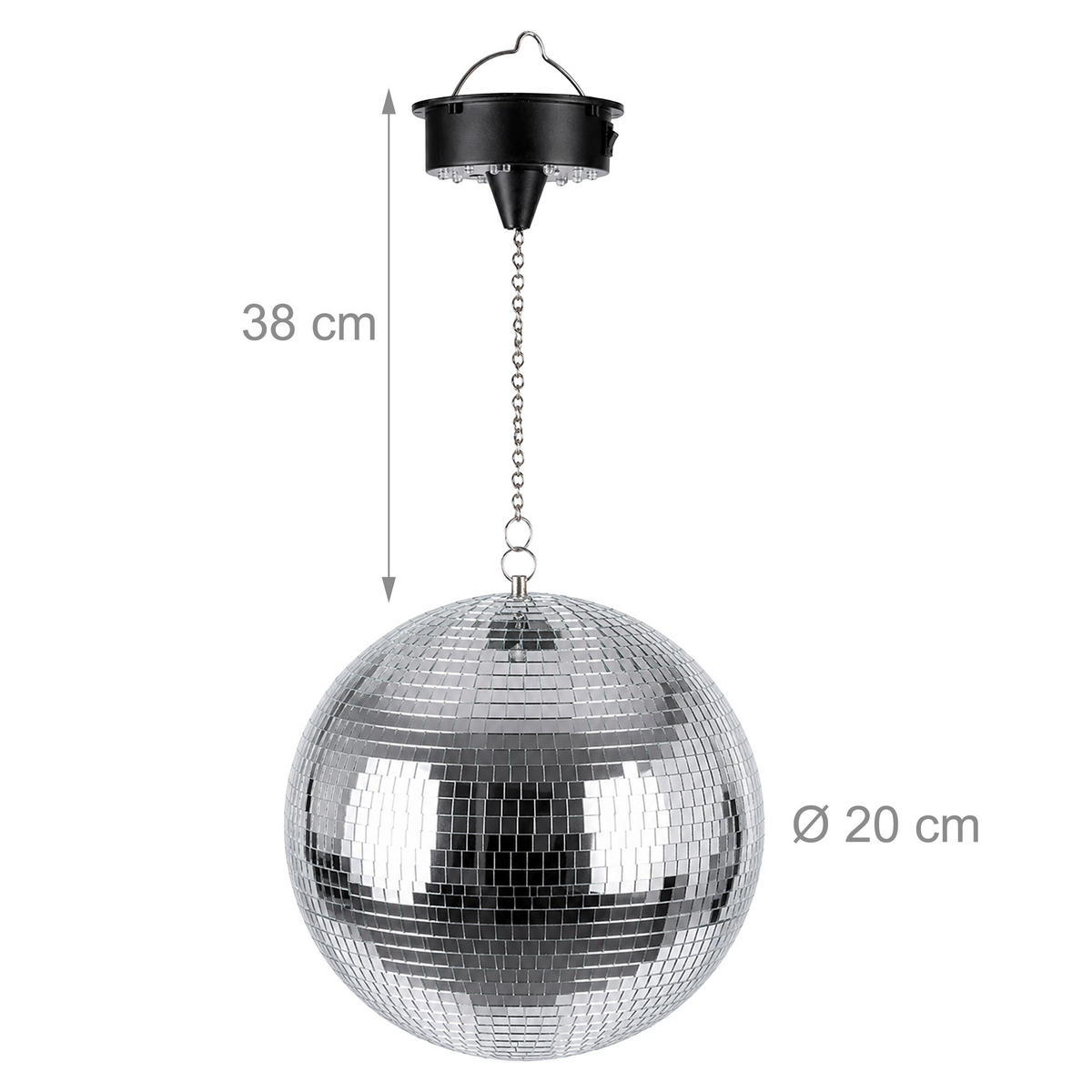 DISKOKUGEL Silber LED - Silberfarben, Glas/Kunststoff (20/38/20cm) - Relaxdays