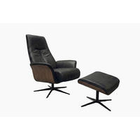 RELAXSESSEL FERREIRA Schwarz Lederfaserstoff Relaxfunktion - Schwarz, Leder/Metall (78/106/84cm) - KAWOLA