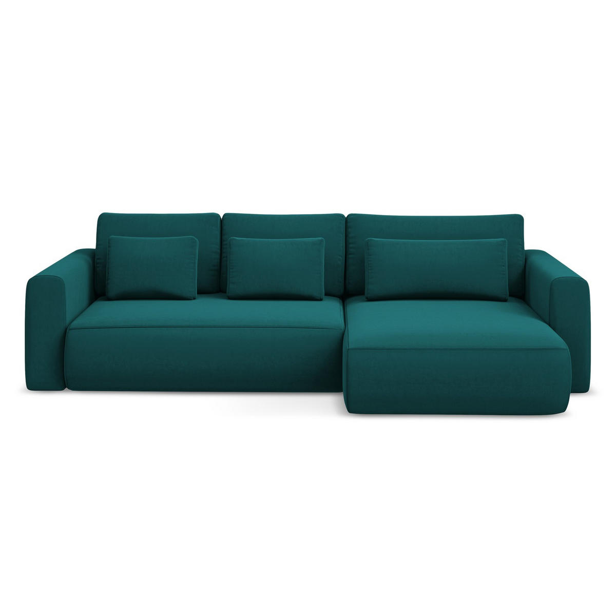 ECKSOFA mit Schlaffunktion Samt Stoff Blau - Blau/Petrol, Kunststoff/Textil (278/149cm) - LaMiaSofa