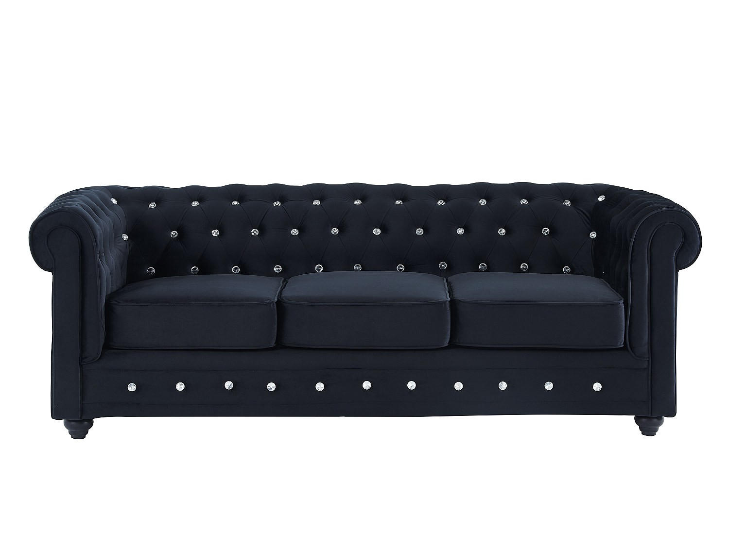 Thumbnail - Vente-Unique Sofas, Schwarz, Textil, Uni, 5-Sitzer, 205x72x88 cm, Wohnzimmer, Sofas & Couches, Sofas, Chesterfield Sofas