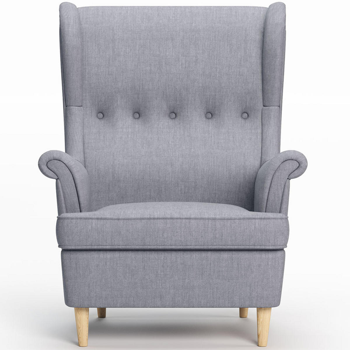 OHRENSESSEL Luno Grau Stoff ES-7 - Naturfarben/Grau, Holz/Textil (90/101/80cm) - Jana