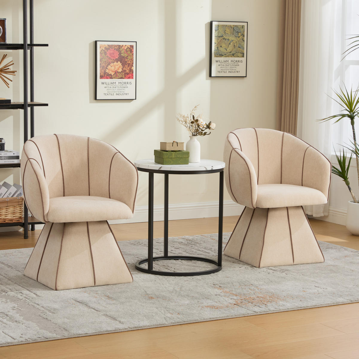 SESSEL 56/54/74,5 cm camel aus Chenille mit 360°-Drehfunktion - Beige, Textil (54/74.5/56cm) - OKWISH