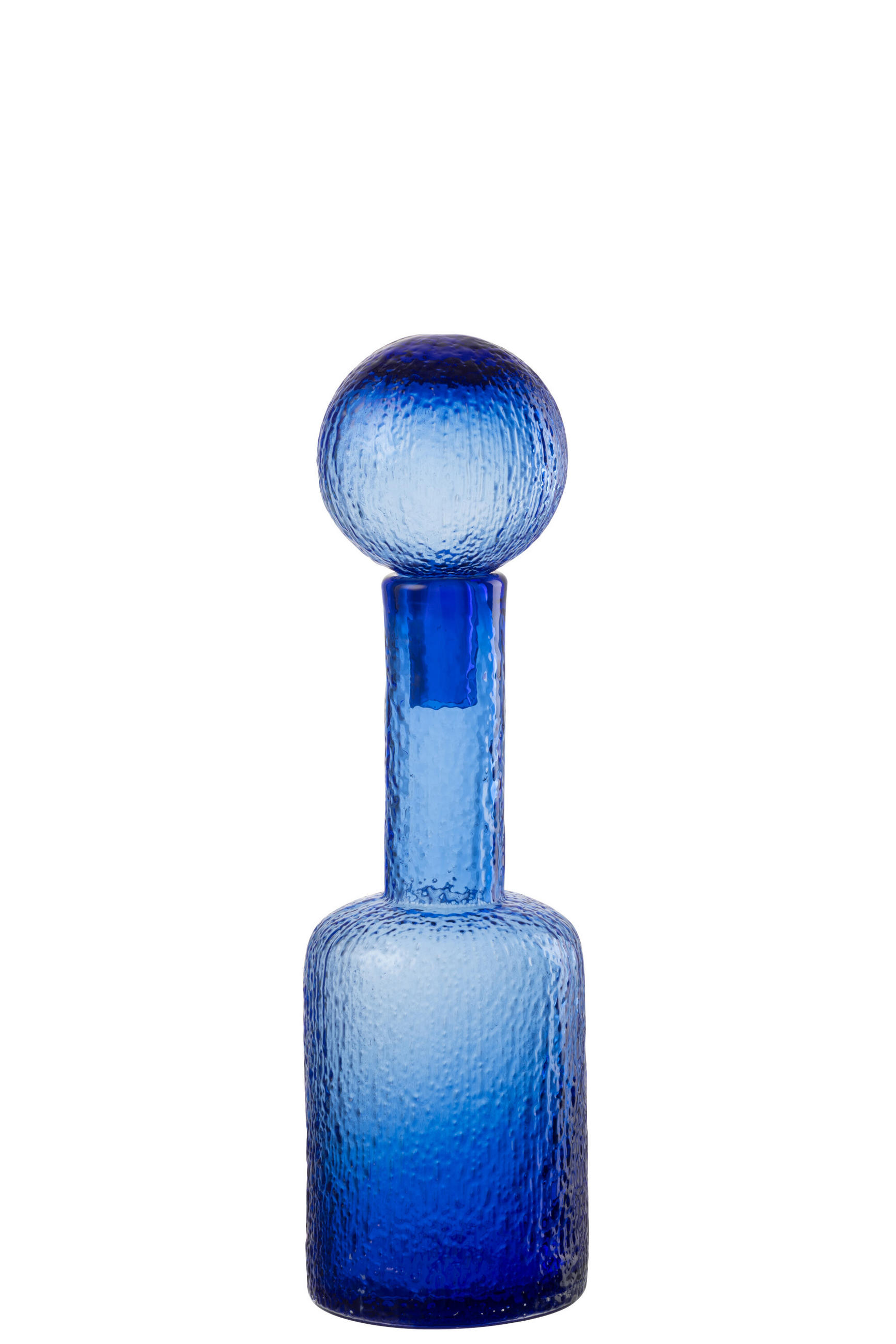 DEKOOBJEKT FLASCHE RELIEF Blau - Blau, Glas (12.5/43/12.5cm) - J-Line