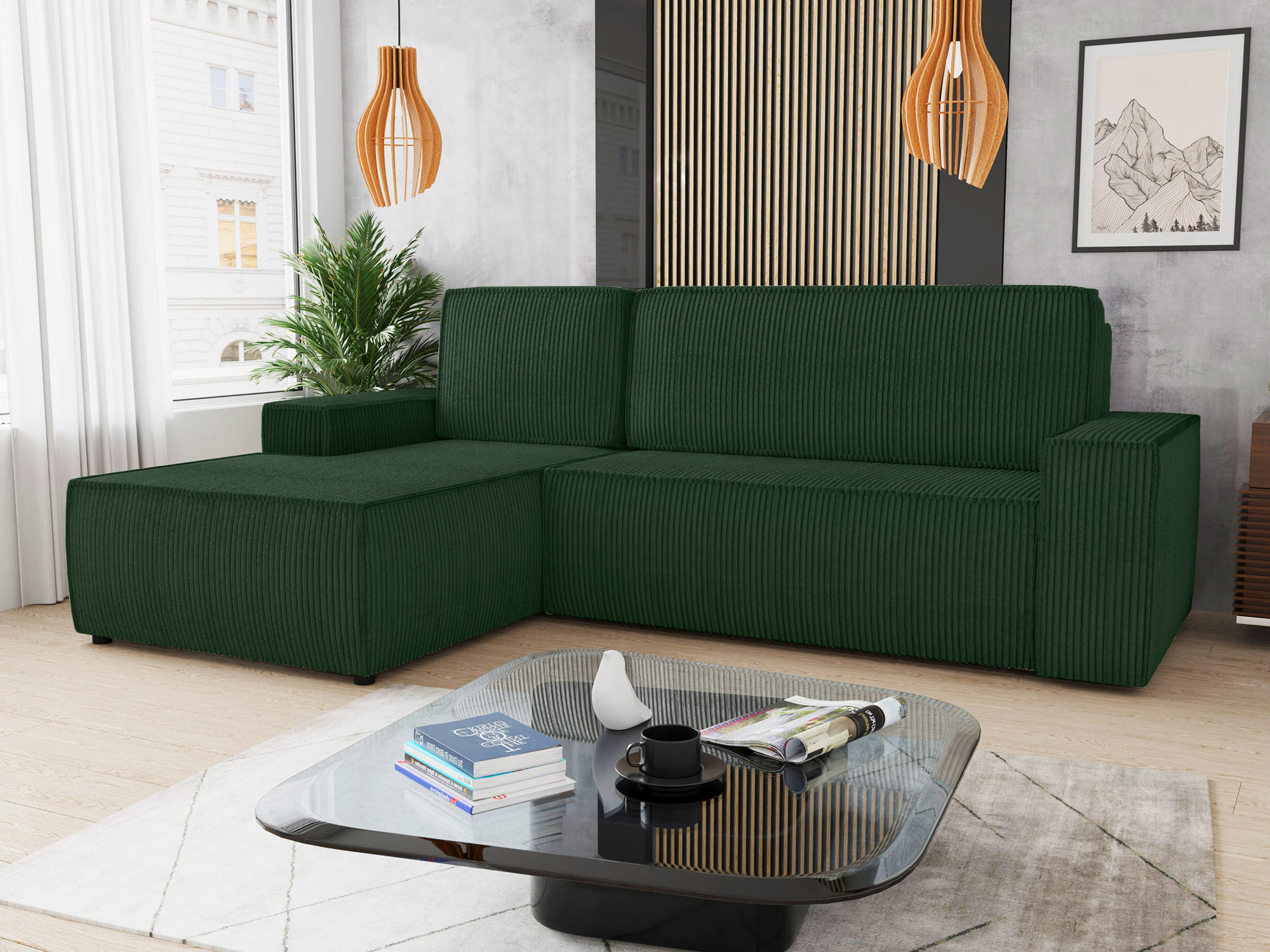 ECKSOFA Totti L, Seite: Links - Grün, Holz/Textil (246/144cm) - Sofnet