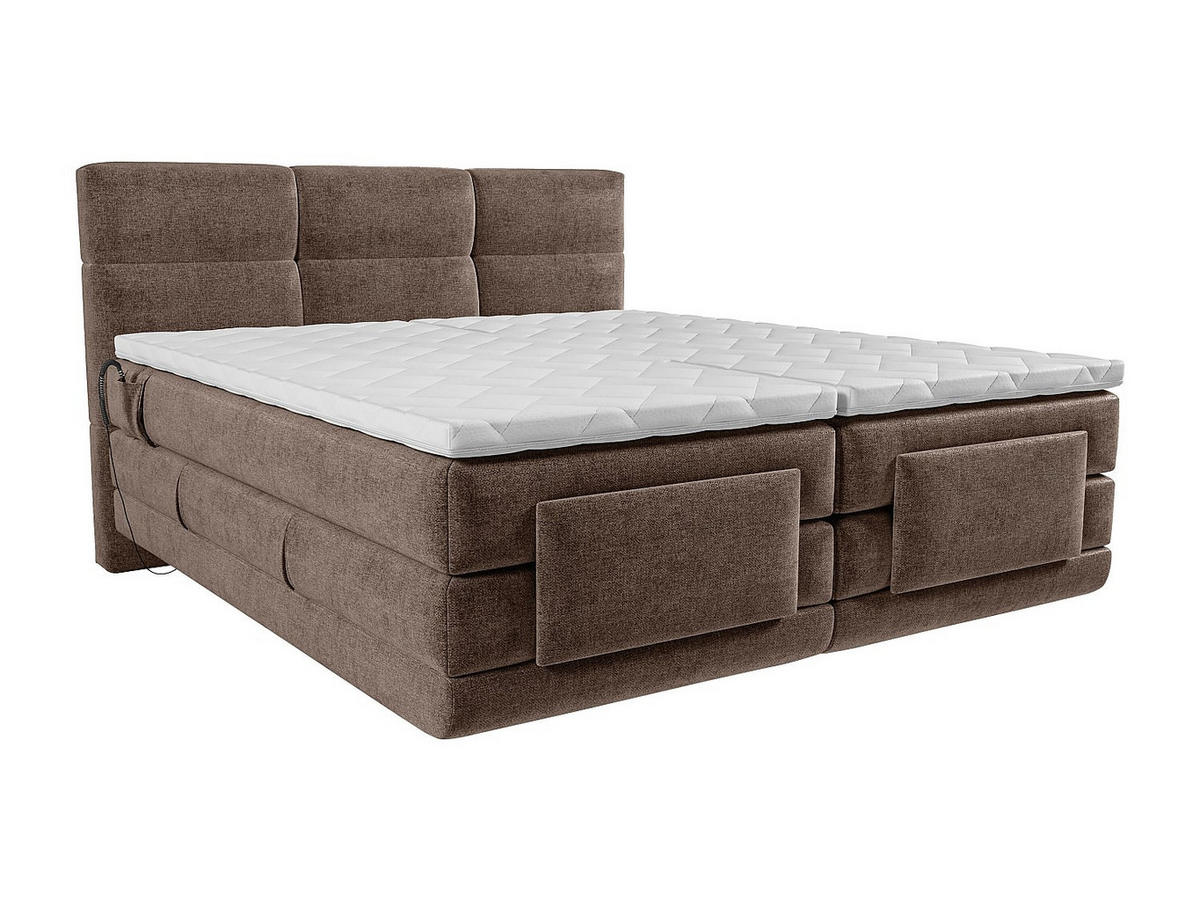 BOXSPRINGBETT - 2 Personen - stoff - braun Lodi - Braun, Textil (90/200cm) - Vente-Unique