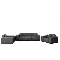LOUNGEGARNITUR 3 1 1 Gartenmöbel, MALIBU Stoff Odyssey Anthrazit - Anthrazit, Holz - Kaiser Möbel