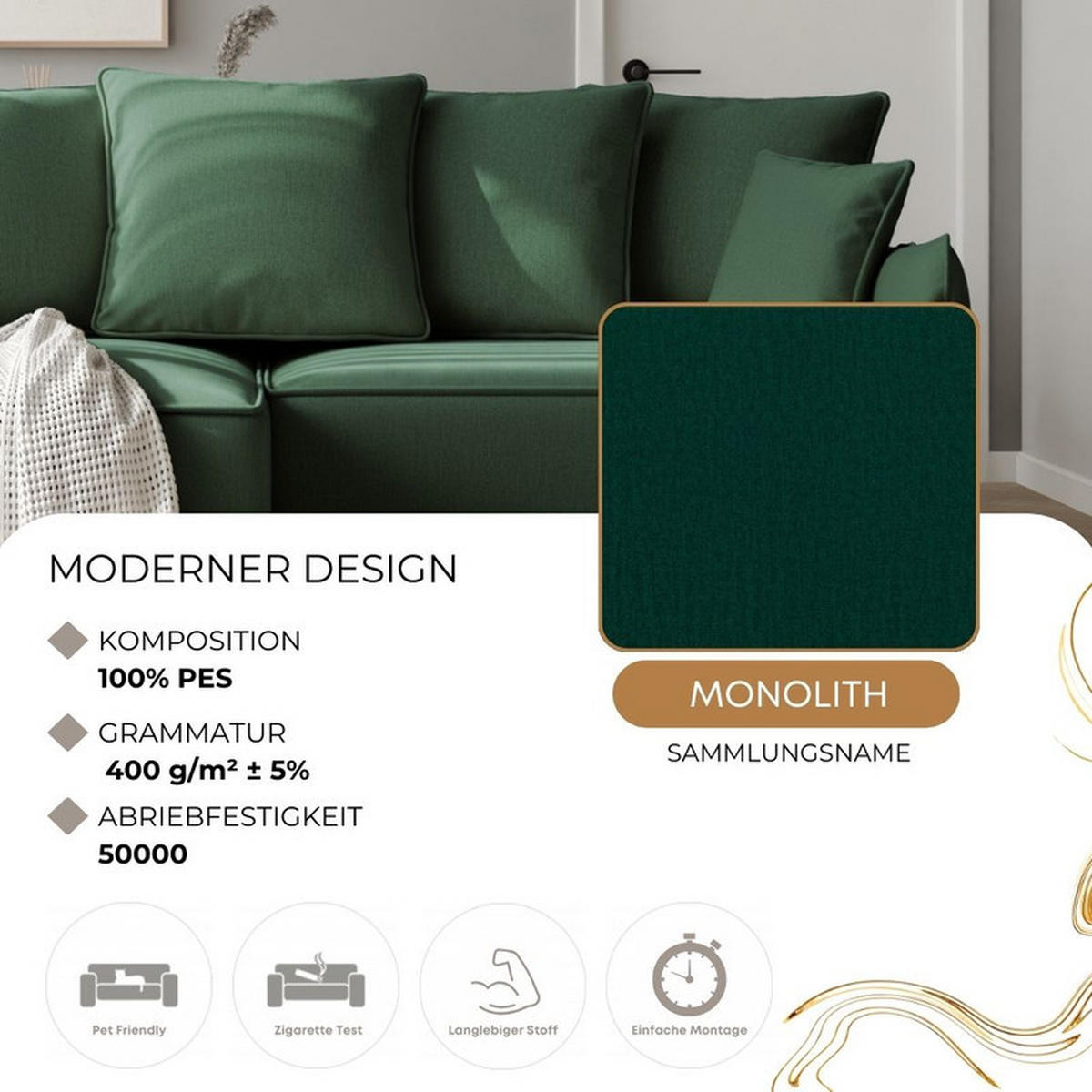 ECKSOFA MARCO Links, mit Schlaffunktion und Bettkasten, Grün - Grün, Textil/Metall (221/148cm) - Idohome