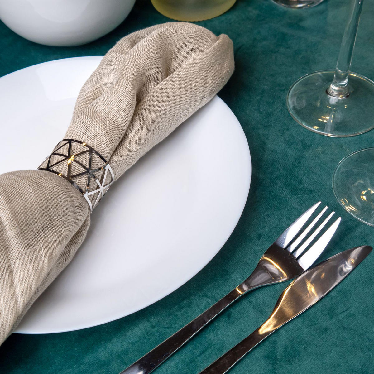 SERVIETTENRINGE Serviettenhalter (6er-Set) - Silberfarben, Metall (4.5/3/4.5cm) - Intirilife