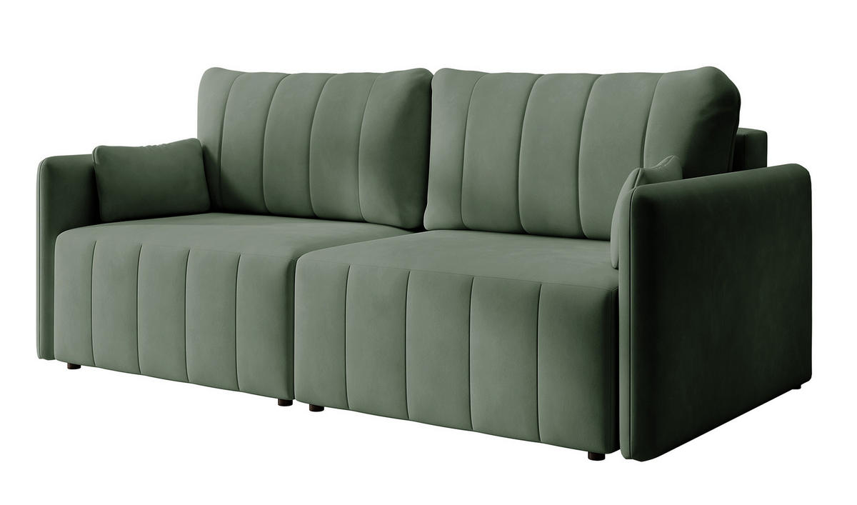 SCHLAFSOFA Pierra Hellgrün hydrophober Samt - Schwarz/Grün, Kunststoff/Textil (215/100/112cm) - Selsey