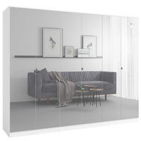 DREHTÜRENSCHRANK mit Spiegel Monza 6D 240 Weiß - Weiß/Grau, Holzwerkstoff/Metall (240/200/60cm) - mzm24