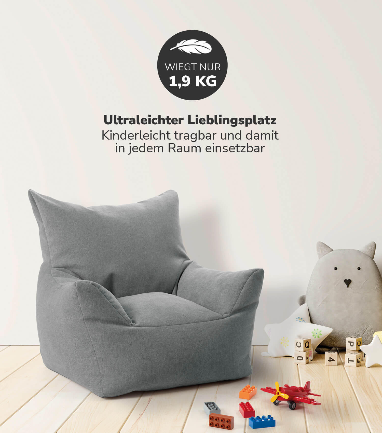 KINDERSESSEL Der Pausenheld - Anthrazit, Textil (52/57/53cm) - Mokebo