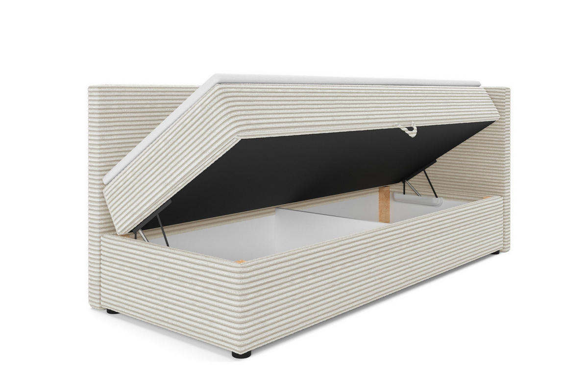 BOXBETT ROBERTO 100/200 in Cord Ecru H4 rechts - Ecru, Holz/Holzwerkstoff (100/200cm) - Deine Möbel 24