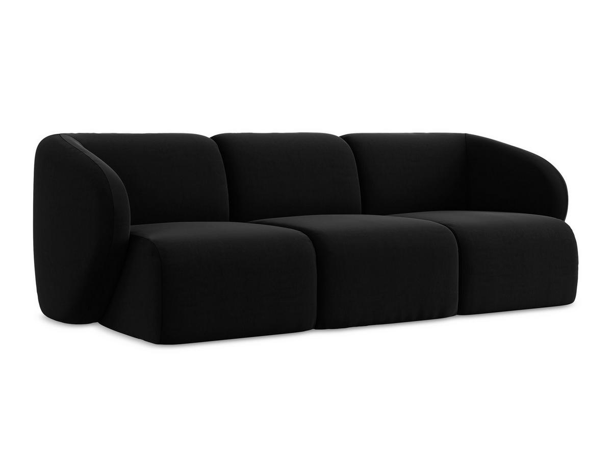 3-SITZER SOFA Samt Stoff Schwarz - Schwarz, Holzwerkstoff/Kunststoff (244/75/94cm) - Makamii
