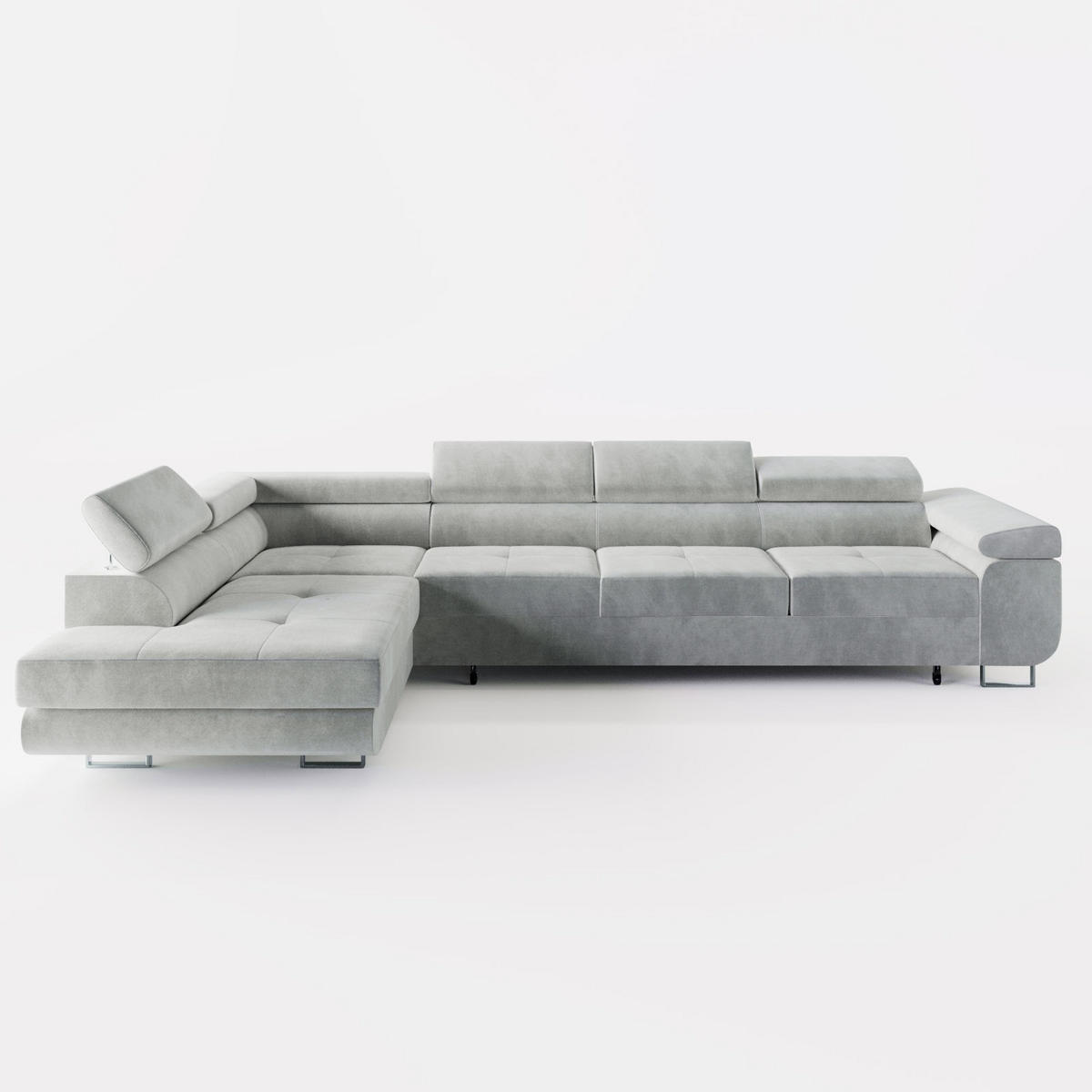 ECKSOFA VEMO NOVA Links Dunkelgrau Velours-Stoff mit Schlaffunktion und Bettkasten - Dunkelgrau, Textil (341/202cm) - Barchello