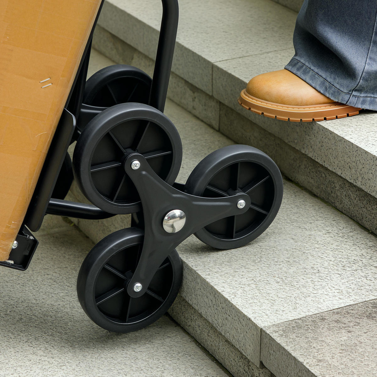 TREPPENSACKKARREN DE-18165 120 kg, 6 Rollen, klappbar Schwarz - Schwarz, Metall (44/38/106.5cm) - ComfortXL
