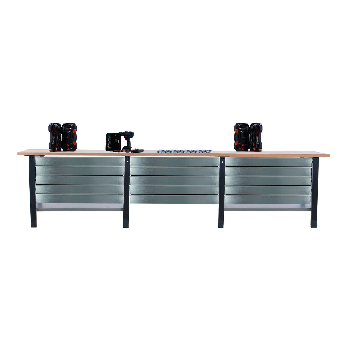 WERKBANK Buffalo Wood mit 15x Schublade HxBxT 86,5 x 300 x 75 cm Traglast 1000 kg Anthrazit - Anthrazit, Metall (300/86.5/75cm) - PROREGAL