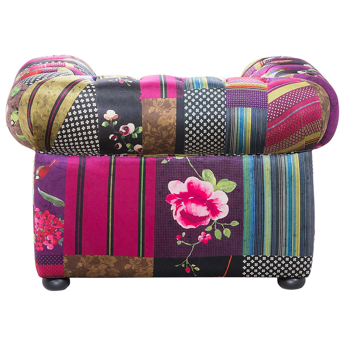 SESSEL Polsterbezug Patchwork violett Chesterfield - Multicolor, Textil (108/71/95cm) - Beliani