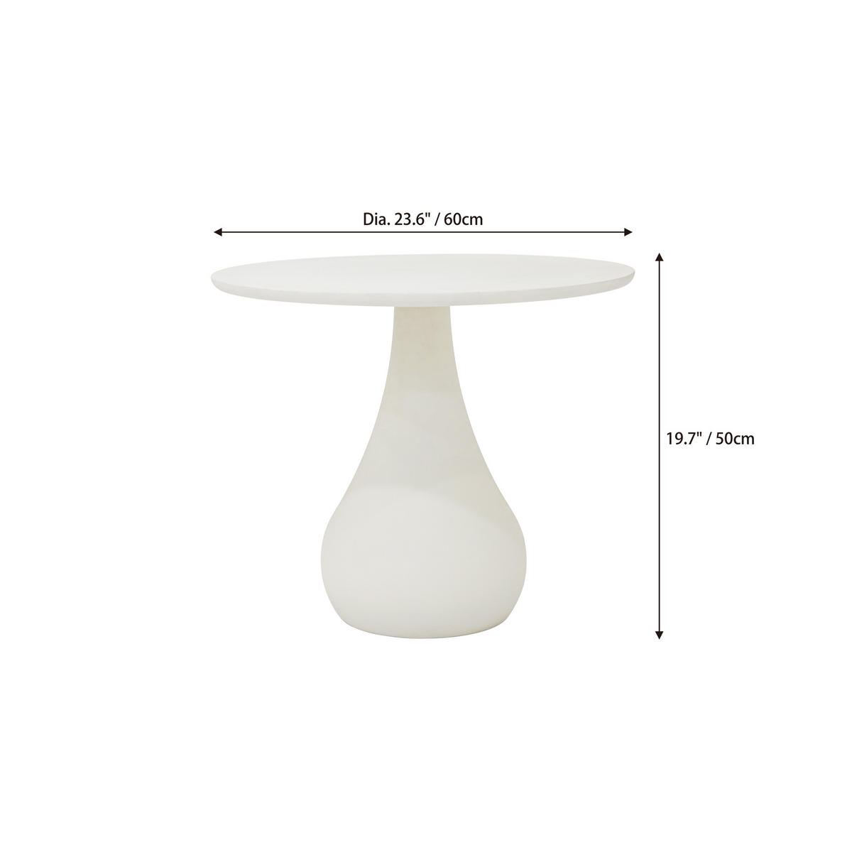 COUCHTISCH CORDOBA 60/60/50 cm Beton, Weiß rund - Weiß, Naturmaterialien (60/60/50cm) - Elementi