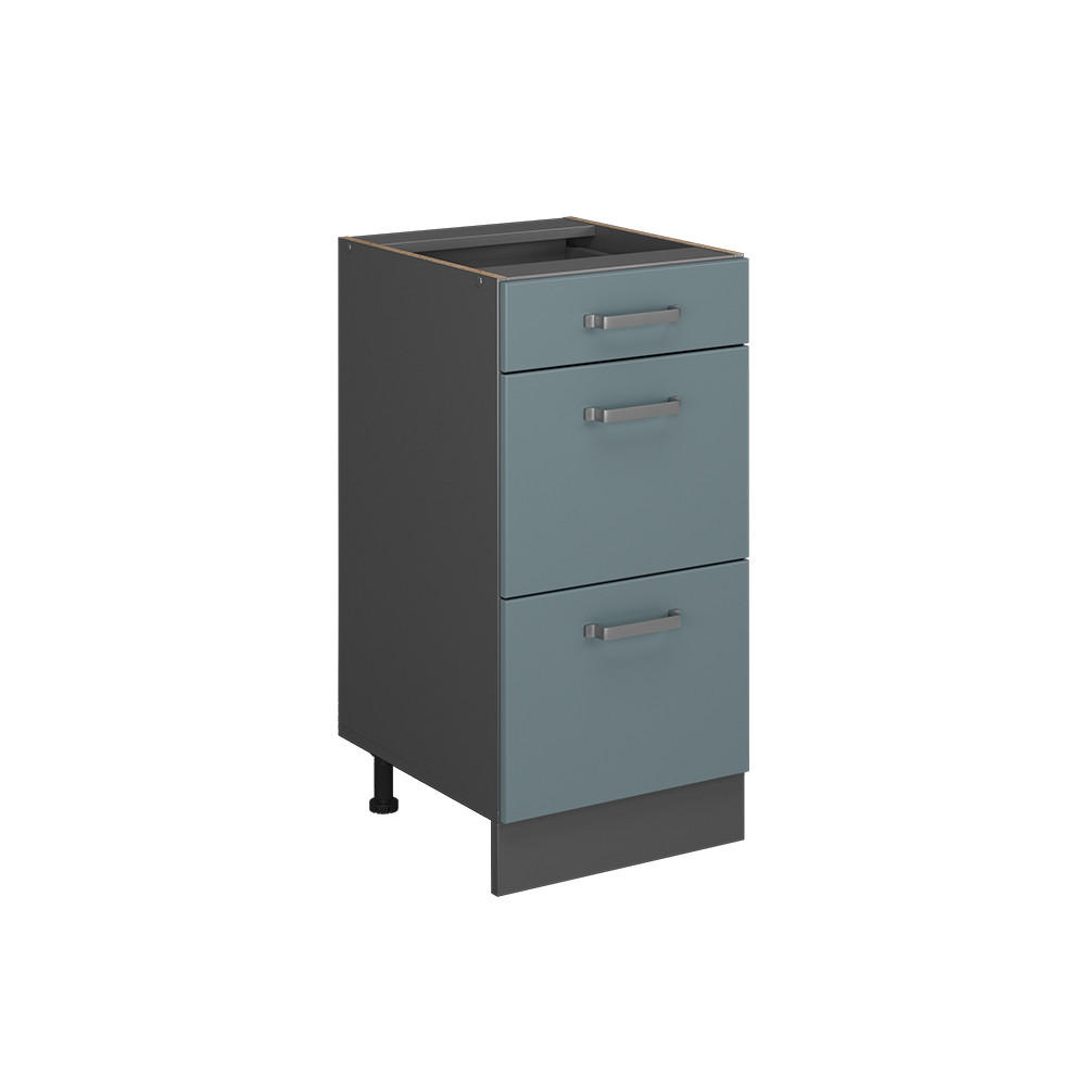 KÜCHENUNTERSCHRANK R-Line Blau-Grau 40 cm mit Schubladen, ohne AP - Anthrazit/Blaugrau, Holzwerkstoff (40/81.6/46cm) - Vicco