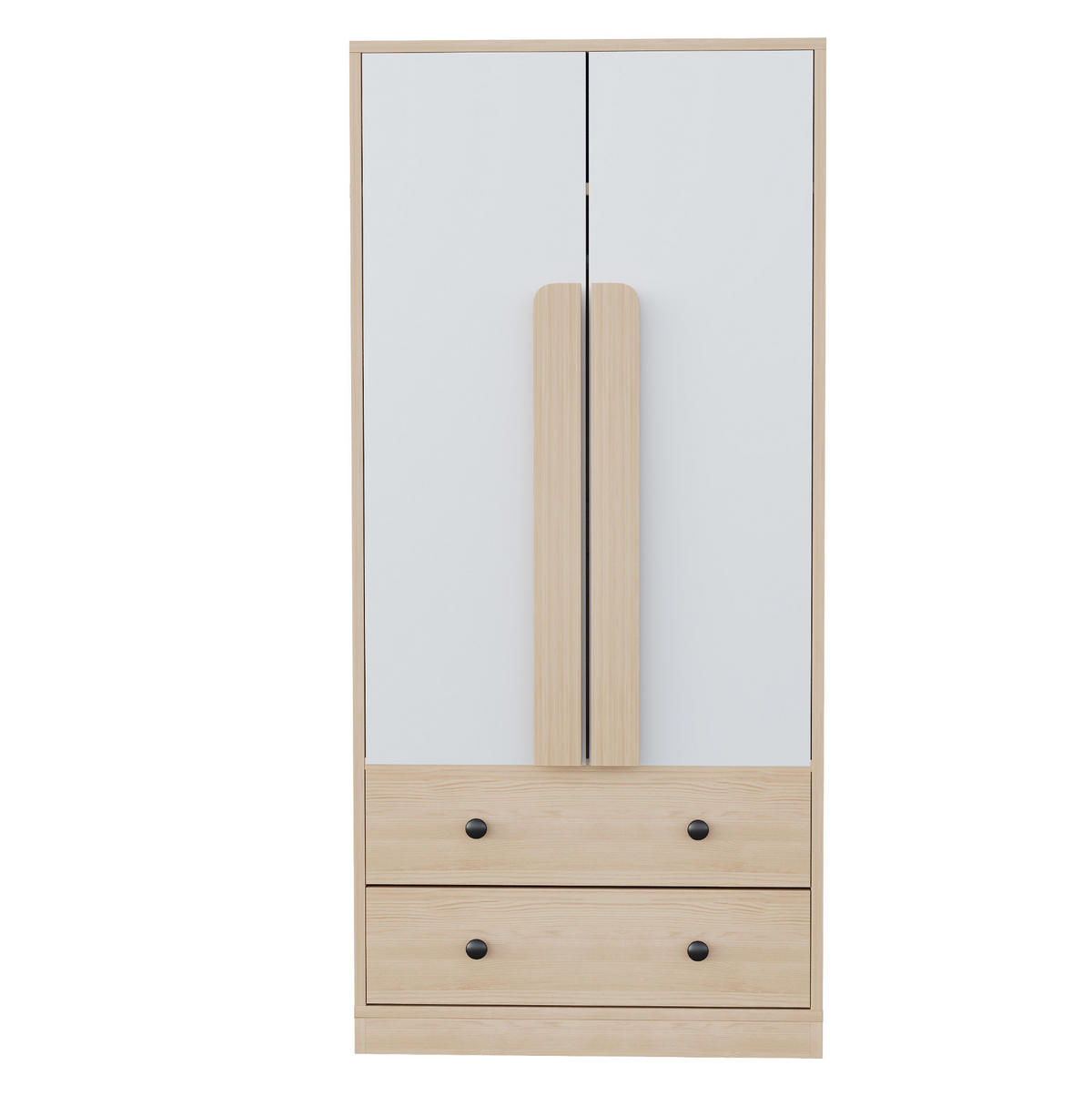 KLEIDERSCHRANK 70/40/170 cm in Natur/Weiß mit 2 Türen und 2 Schubladen - Naturfarben, Holz (70/170/40cm) - BEAOK