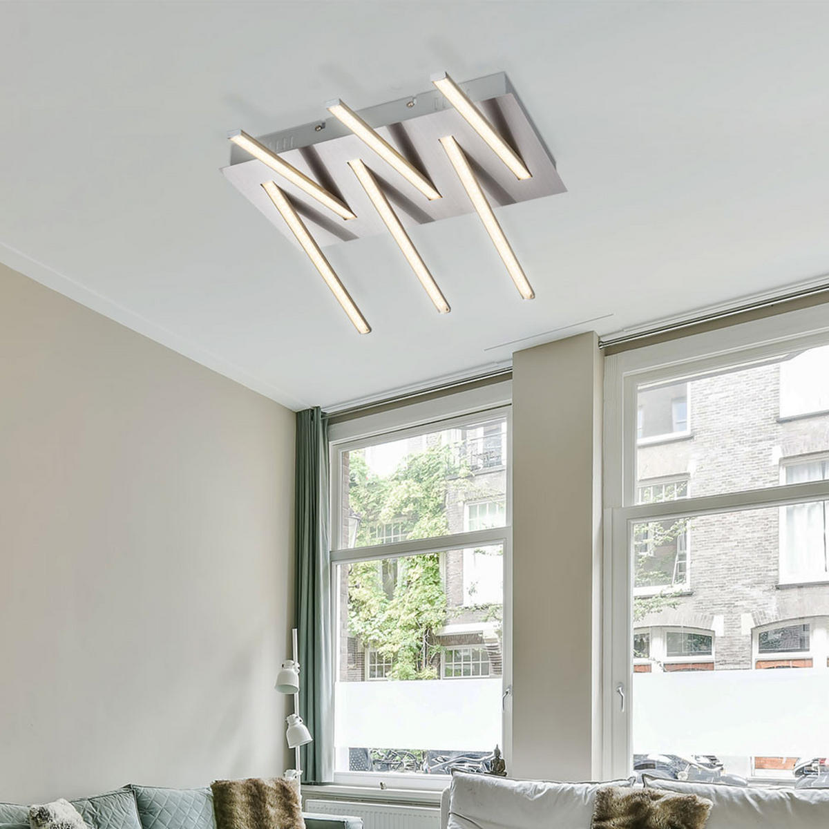 LED DECKENLEUCHTE FUEGO Silber Kristall - Silberfarben, Metall (48/38/12cm) - Globo Lighting