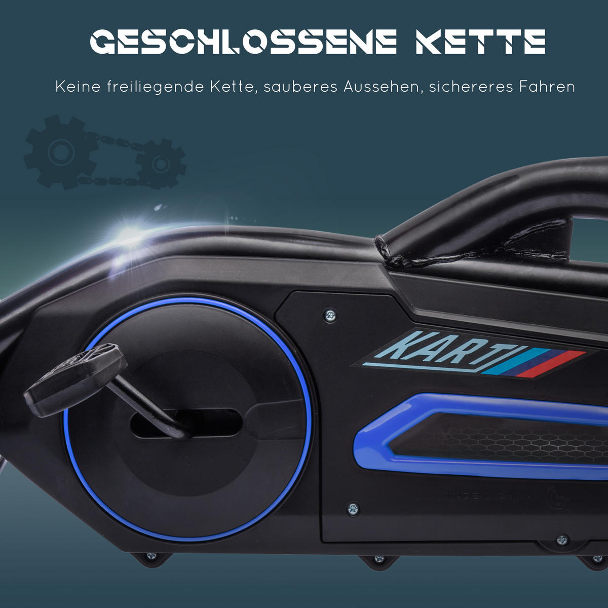 KINDER GO KART TRETAUTO, Blau/Rot, Metall+ Kunststoff - Blau, Metall (100/58/58.5cm) - HOMCOM