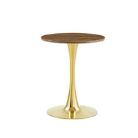 BEISTELLTISCH 60/72 cm Gold/Walnuss aus MDF und Metall mit Thermoform-Oberfläche - Goldfarben, Holzwerkstoff (60/60/72cm) - OKMYHOME