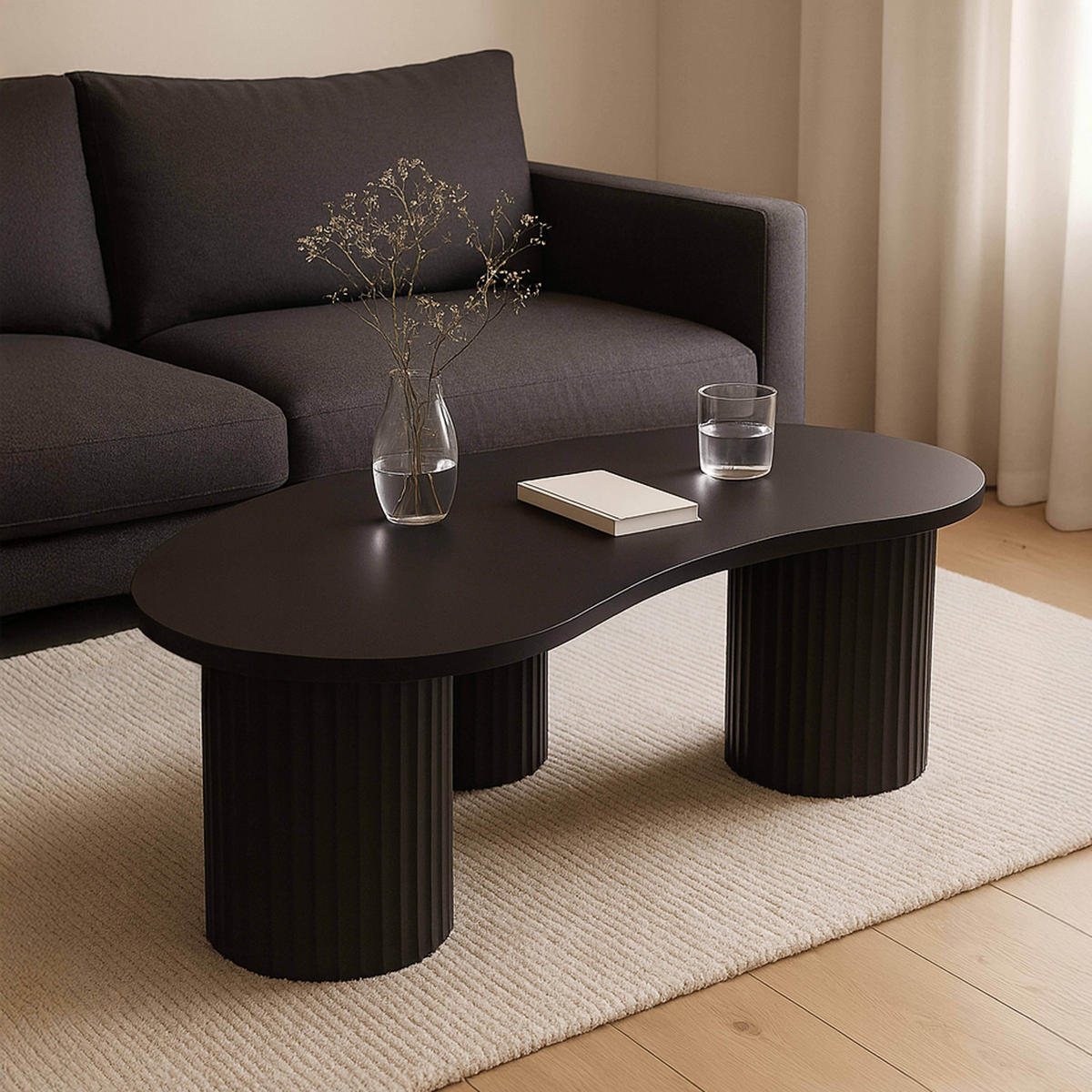 COUCHTISCH, Schwarz - Schwarz, Holzwerkstoff (100/60/38cm) - Oviala