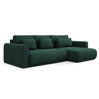 ECKSOFA mit Schlaffunktion Strukturstoff Stoff Grün - Dunkelgrün/Schwarz, Kunststoff/Textil (278/149cm) - Makamii
