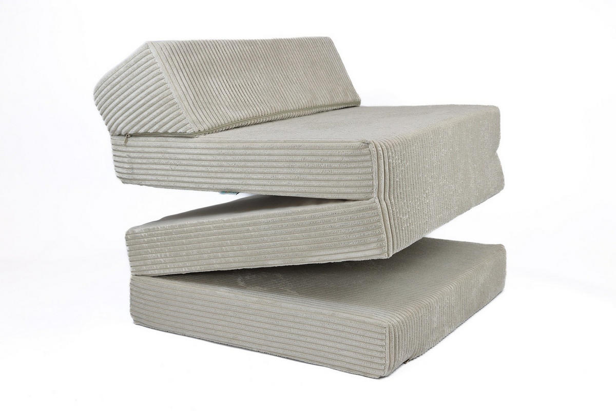 KLAPPMATRATZE MIT KOPFTEIL aus Kuschel-Cord in Beige - Beige, Textil (70/200cm) - Fortisline